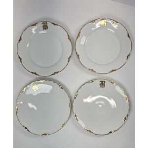 Set Of‎ 4 Peerless Bavaria Porcelain Blenheim Gold Dessert Plates Monogram B
